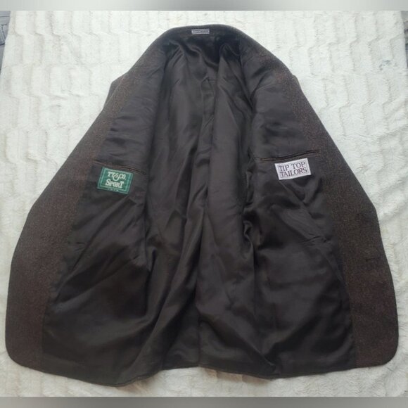 Vintage 90s Tip Top Mens Sport Coat Jacket Speckled Brown Orange Deep Pocket 40R - Picture 7 of 12